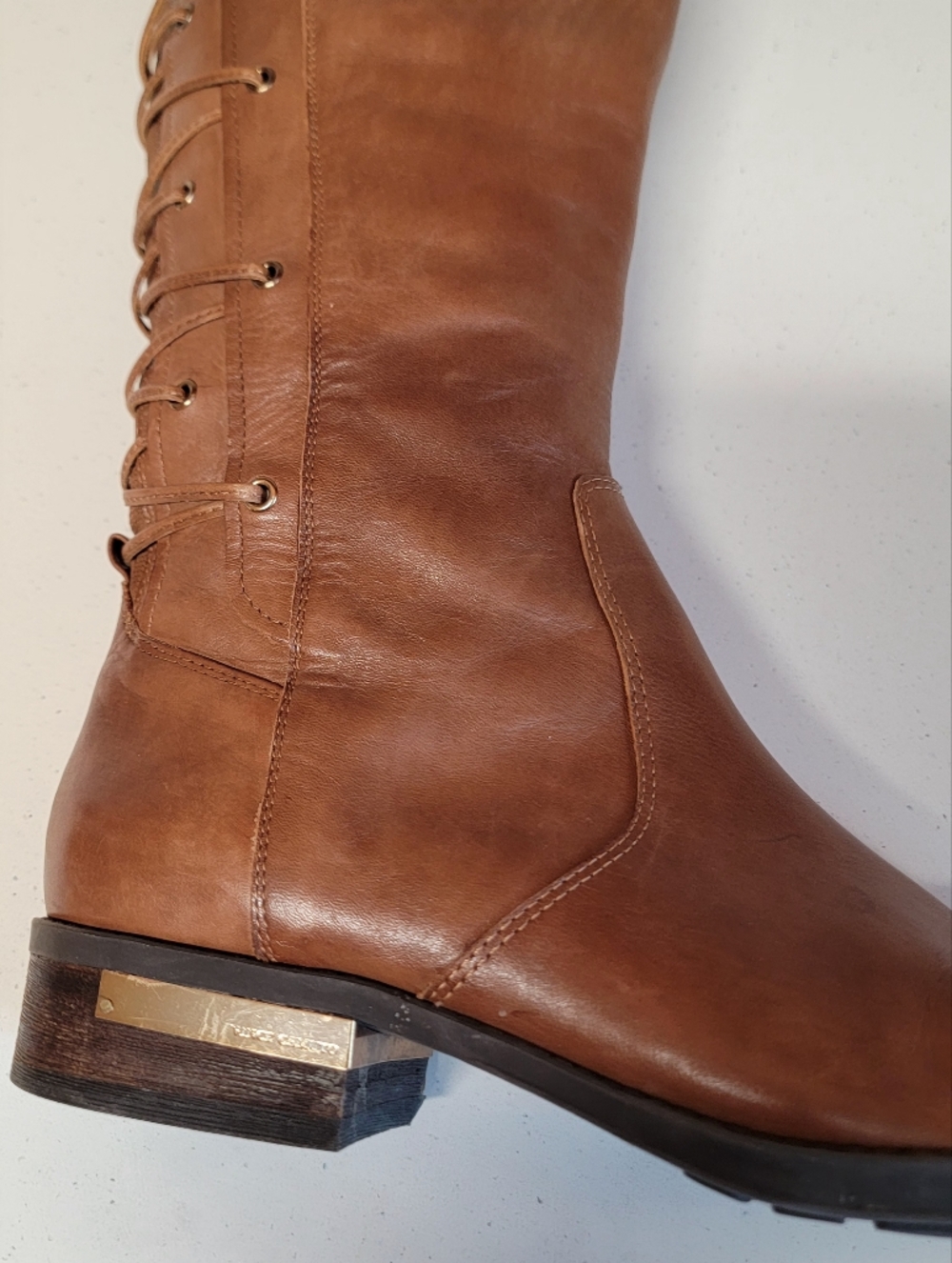 Vince Camuto Tall Leather Riding Boots - Cognac Brown - Picture 10 of 16